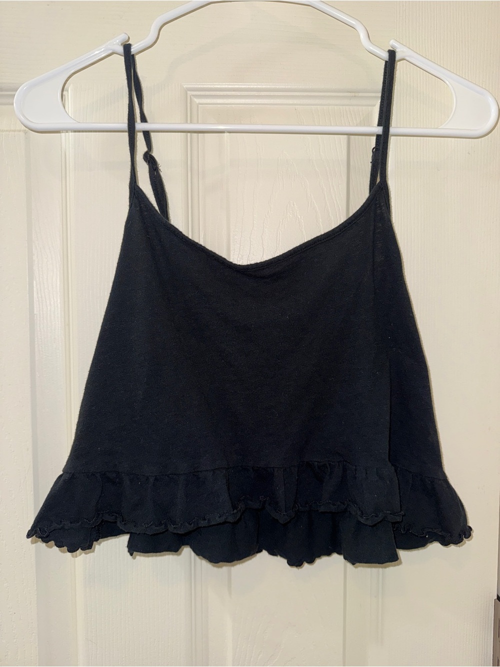 American Eagle Outfitters Black Ruffle-Hem Cami